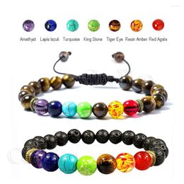 Strand Chakra Bracelet Balance Buddha Healing Reiki Prayer Natural Stone Lava Rock Beads Men Women Fashion Yoga Bracelets Bangles 8mm