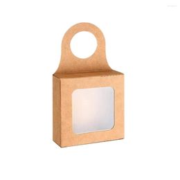 Gift Wrap 25Pcs 9x9x3cm Hanging Boxes Visible Window Foldable Wine Accessories Kraft Paper Bottle Packing For Home