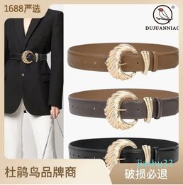 Belts Genuine Real Leather Stylish And Minimalist Needle Buckle Cowhide Wide Belt For Women Paired With Autumn Winter Windbreaker