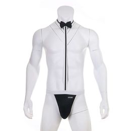 Novelty Sexy Men S Mankini Thong Gay Underwear Erotic Lingerie Waiter Porn Costume Suspender Bodysuit Tie Teddies