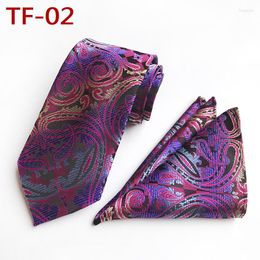 Bow Ties Purple Paisley Tie Set For Men Design Neck Pocket Square Mens Gift