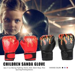 Protective Gear 1 Pair Professional Boxing Training Fighting Gloves PU Leather Kids Breathable Muay Thai Sparring Punching Karate Training Glove HKD231123