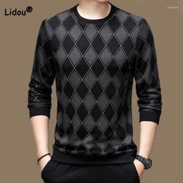 Men's T Shirts Spring Autumn Male Clothes Trend Printed Round Neck Tops 2023 Fashionable Long Sleeve High Quality Luxury T-shirt