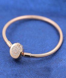 925 Sterling Silver & Rose Gold Plated Bracelet Sparkling Crown O Chain Fashion Bracelet Fits For European P Bracelets289a8973287