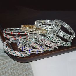 Shiny Crystal Rhinestones Bracelets Women Silver Color Open Bangles Wedding Bride Bracelets Fashion Party Prom Jewelry Gifts