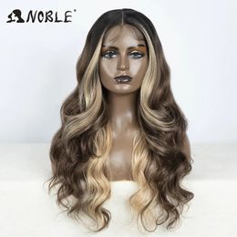 Synthetic Wigs Lace Front Wig 28 Highlight Honey Brown Body Wave Blonde For Women 231123