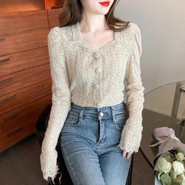 Women's Blouses Ladies Lace Hollowed Out See-through T Shirts Blouse Women Clothing Womens Tops Female Girls Casual Basic Clothes Py1880-1