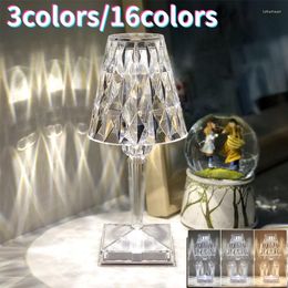 Night Lights USB Rechargeable Diamond Table Lamp Touch Control Dimmable Crystal LED Light For Bedroom Bedside Bar Acrylic Decoration