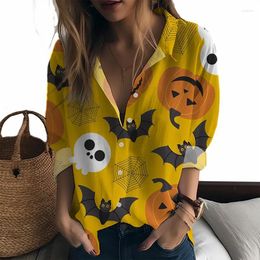Women's Blouses Pumpkin 3D Printing Ladies Shirt Halloween Style Spring And Autumn Fashion Trend