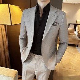 Men's Suits Groom (suit Trousers) Wedding Suit Fashion Dress British Casual Slim-fit Korean Version Two-piece Set M-5XL Blaze