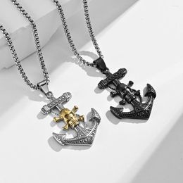 Chains Men's Stainless Steel Anchor Pendant Punk Necklaces Men Personality Hip Hop Jewelry