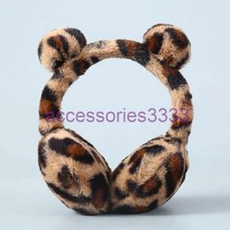 Ear Muffs Cute Leopard Cat Winter Earlap Cute Soft Plush Earmuffs Fur Ear Cover Warm Headphone Skiing Ears Warmer Adult Children Earmuff 231006