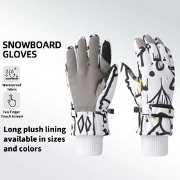Ski Gloves Womens Men Winter Ski Glove Touchscreen Warm Gloves Outdoor Cycling Driving Motorcycle Waterproof Cold Gloves Windproof Non-Slip 231123
