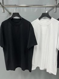 Men's T Shirts VERSION Back Neck Embroidered T-Shirt Oversized In Black And White Vintage Jersey Unisex Ripped Basic Tee Men