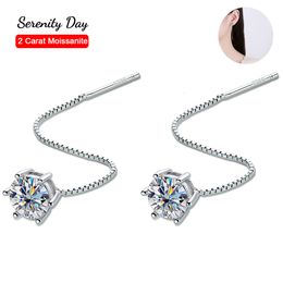 Dangle Chandelier Serenity Day S925 Sterling Silver Plated Pt950 12CT Ear Wire Earring Classic Six-claw D Colour VVS1 Stud Fine Jewellery 230422