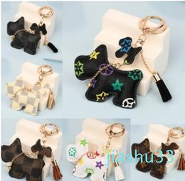 Dog design car keychain pet flower bag pendant charm Jewellery men gift fashion PU leather animal keychain