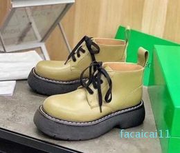 Designer Green Medium Short Boots Popular Autumn and Winter Big Headed Single Shoes