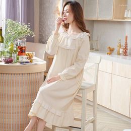 Women's Sleepwear 2023 Pajamas Spring Autumn Cotton Nightdress Temperament Court Style Plus Size Home Clothes Night Wear Sleeping Dress