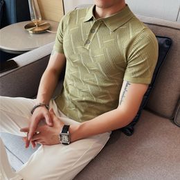 Men's Polos Men's Summer Hollowed Out Knitting POLO Shirts/Male Slim Fit High Quality Plaidv Casual Polo Shirt Plus Size S-4XL 230424