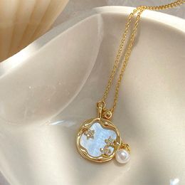 Pendant Necklaces Fashion Exquisite Round Imitation Pearl Star Chain Necklace Ladies Romantic Banquet Temperament Jewelry Gift