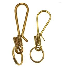 Keychains Golden Vintage Style Solid Brass Key Chain Ring Belt Hook Wallet Clip Gift