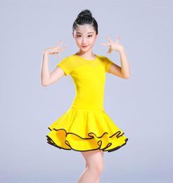 Stage Wear Dancing Dresses For Kids Salsa Tango Tutu Skirts Children Latin Dance Dress Girls Short/Full Sleeve Vestidos Costumes