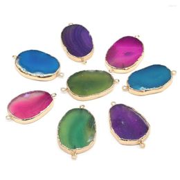 Pendant Necklaces Natural Irregular Egg Shape Agate Edge Connector For Jewellery Making DIY Necklace Accessories 25x45-28x48mm