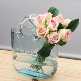 Vases Clear Glass Handbag Shape Handmade Flower With Fish Bowl Arrangement Tank Home Decoration 230424