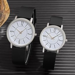 Wristwatches 2023 Minimalism Men'S Women'S Watch Versatile Couple Wristwatch Sliver Round Dial Silicone Band Relojes