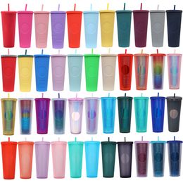 Double Walled Insulated 24oz Studded Tumblers with Lid Straw Reusable 710ml Radient Plastic Cold Cups Diamond Durian Shaped Water Bottles Travel Tumblers