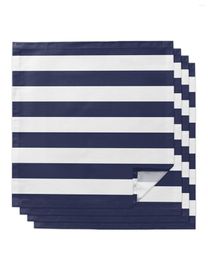 Table Napkin Navy Blue White Stripes Napkins Cloth Set Tea Towels Birthday Wedding Party Decoration