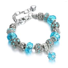 Link Bracelets Arrival Female Natural Stone Round Beads Crystal Bracelet Fashion Alloy Large Hole Beaded DIY Women Jewelry Gifts