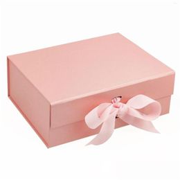 Gift Wrap Gift Wrap 5Pcs Rectangar Pink Box Packing Bow Fold Wedding Festival Commercial Custom Logo Wholesale Packaging For Business Dhu8H