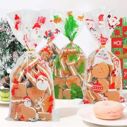 Gift Wrap 50Pcs Christmas Gift Bag Transparent Plastic Bags for Presents Candies Cookies Xmas HomeStore Sale Gift Cookies Wrapping Bags 231124