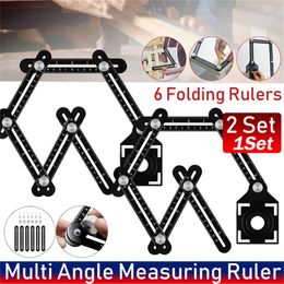 New 2/1 Set Angle Measuring Ruler Tile Hole Locator Adjustable Tool Masonry Glass Fixed 6-Sided Angle Measurement Tool