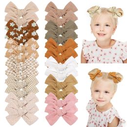 Girls Bows hair clip boutique hair accessories kids double Bows tie princess hairpins 6 color children birthday party bowknot barrettes DH023