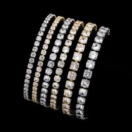 Iced Out Single Row Tennis Chain Bracelet Hip Hop Ins Simple Manual Inlay Cubic Zirconia Full Bling Wristband Wrist Jewelry Bijoux For Girls Girlfriends Women Ladies