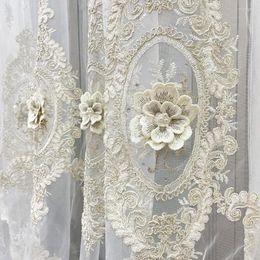 Curtain Beautiful Embroidered Gold Thread Tulle Floral Yarn High Quality Fabric Curtains For Luxury Living Room And Bedroom Home Decor