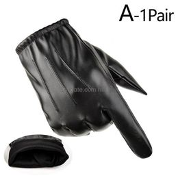 Five Fingers Gloves Winter Pu Leather Cashmere Hand Women Men Warm Driving Mittens Touch Sn Waterproof Fl Finger Ski Drop Delivery F Dhrts