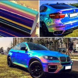18Mx1.35M Holographic Blue/ Purple/Green Rainbow Chrome Whole Car Wraping Body Film Sticker Vinyl Wrap Decals Decor