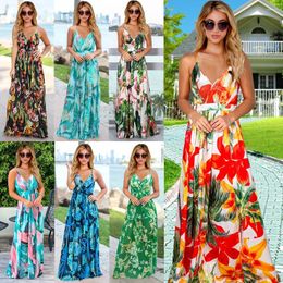 Casual Dresses 2023 Spring Summer Women Tropical Boho Floral Print Evening Party Beach Long Maxi Straps Sexy Backless Sundre