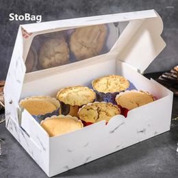 Gift Wrap StoBag 10pcs Cupcake Box With Window Bread Cake Boxes And Packaging Patisserie Wedding Birthday Party Cookies Baby Shower DIY