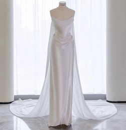 Newest Wedding Dress 2024 with Detachable Flaps Sheath Strapless Satin Open Back Bride Gowns Custom Made Plus Sizes Vestidos De Noiva