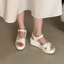 Sandals Ladies Shoes Designer Low Heels Leisure Wedge Women White Platform High Black Summer Sandalia De Mujer