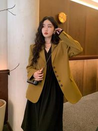 Women's Suits Insozkdg Women Stylish Single Breased Blazer Notched Collar Black Jacket Office Wear Formal Chic Coat Lady Harajuku