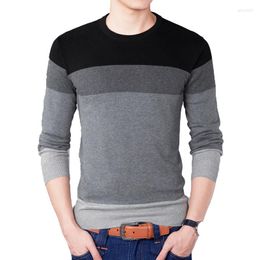 Men's Sweaters 2023 Autumn Fashion Brand Casual Sweater O-Neck Striped Slim Fit Mens Pullovers Men Pull Homme Contrast Color Knitwear