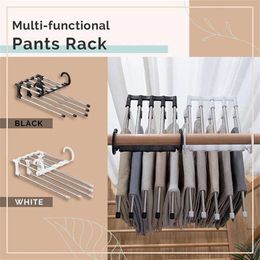 New 5 In 1 Multifunction Pant Rack Hanger Stainless Steel Wardrobe Adjustable Magic Trouser Hangers Towel Shelves Closet Organizer
