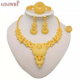 Sets Wedding Jewellery Sets Dubai Gold Colour Jewellery Set For Women Indian Earring Necklace Nigeria Moroccan Bridal Accessorie Wedding Bra