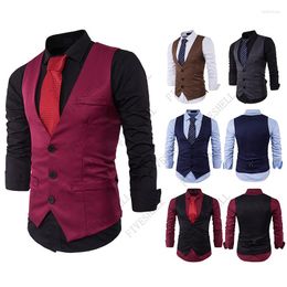 Men's Vests 2023 Mens Slim Fit Single Breasted Suit Vest Formal Business Wedding Waistcoat Men Black Gilet Homme Costume XXL