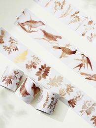 Gift Wrap 3Rolls/Set Vintage Flower Bird Shiny Gold Die Cut Washi Tape Journal Collage Card Making DIY Scrapbooking Decor Planner Sticker